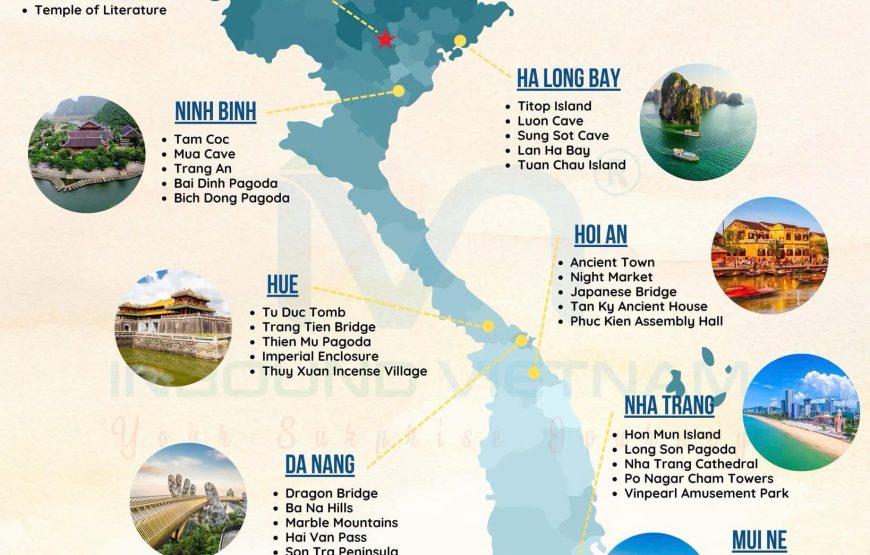 ITININERAIRE HANOI – HALONG – DA NANG – HOI AN – BA NA HILL –  HO CHI MINH CITY – MEKONG (ITINARY)